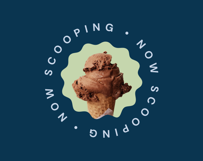 Now scooping sign welcoming customers